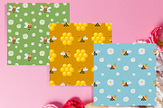 Bee Seamless Patterns set, a Pattern Graphic by linakilljoy (Thumbnail 2 of 3)