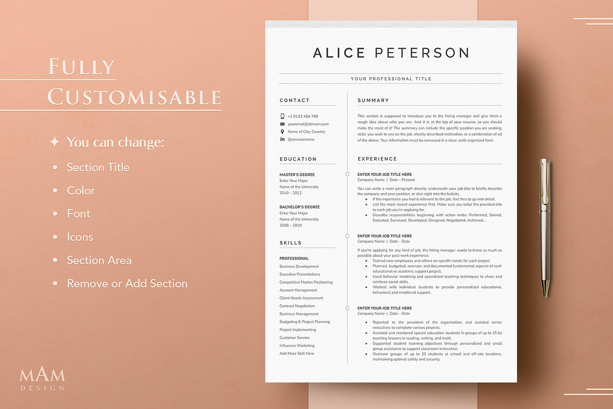 Modern Resume Template, a Resume Template by MAM Design (Photo 6 of 10)