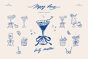 Vintage cocktails. Hand drawn art, a Food Illustration by Summer Nightingale Art (Thumbnail 1 of 15)