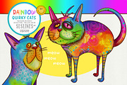 Rainbow Quirky Cat Illustrations PNG, an Animal Illustration by SLS Lines (Thumbnail 3 of 9)