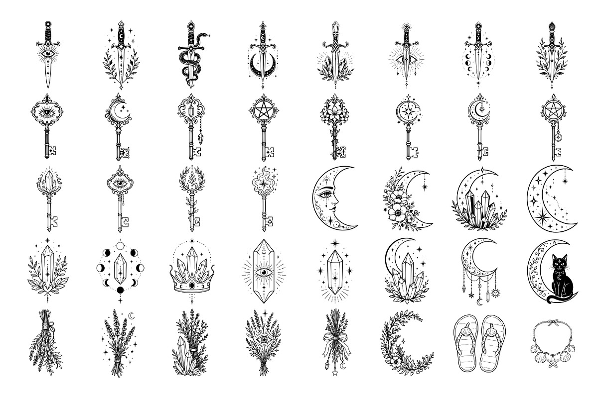 Celestial Witchcraft Line Art, a Decorative Illustration by DENIDigitalArtSudio (Photo 6 of 8)