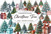 Christmas Tree and Gift Watercolor, an Illustration by designcity5 (Thumbnail 1 of 5)
