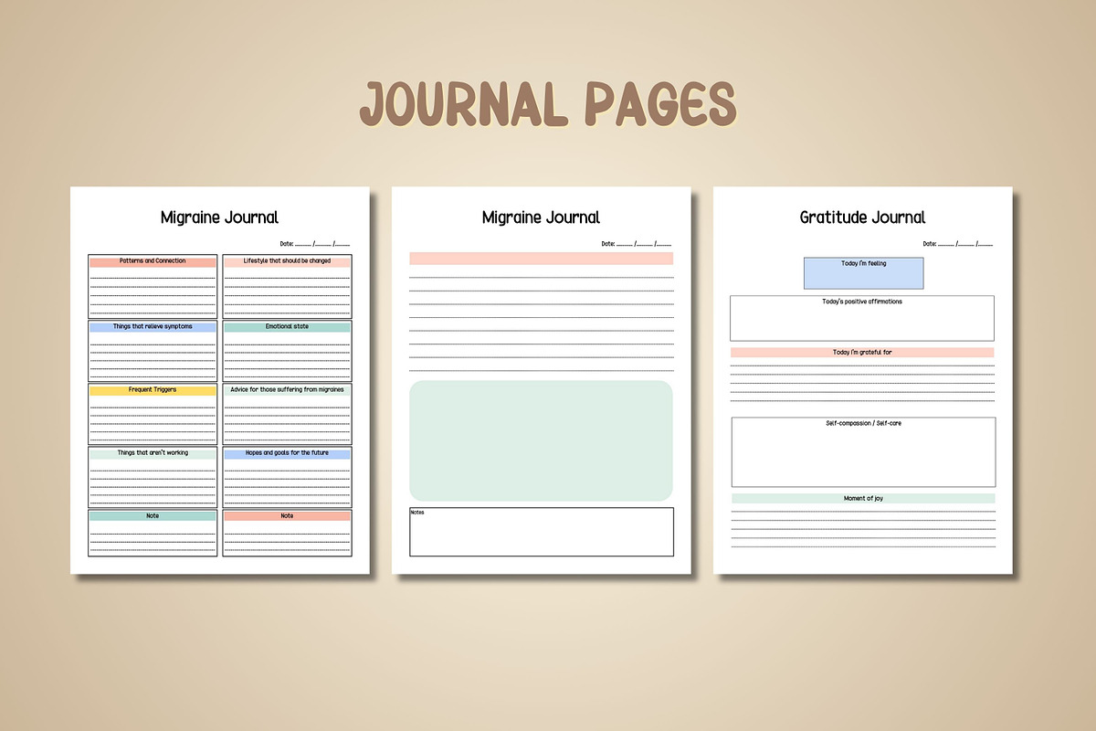 Migraine Journal & Tracker - Canva, a Print Template by Adalin Shop (Photo 4 of 9)