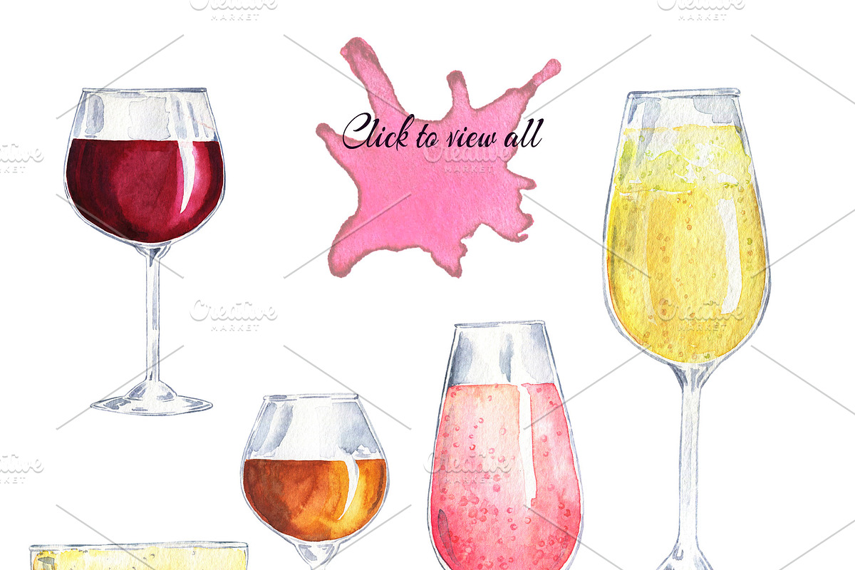 Cheese and wine watercolor, a Food Illustration by Watercolor & sketches (Photo 3 of 5)