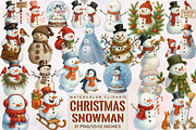 Christmas Snowman Clipart Bundle., an Illustration by SVGArt (Thumbnail 1 of 8)