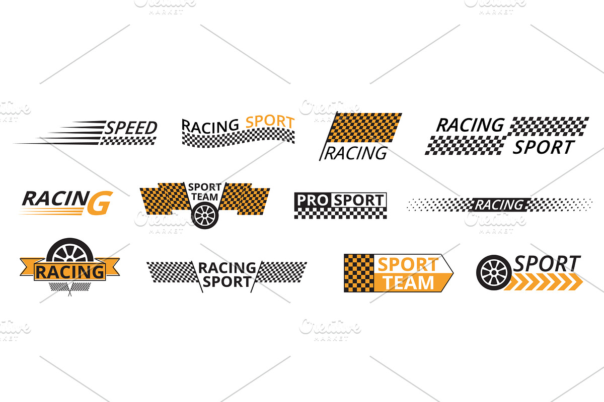Racing emblems. Speed car sport, an Object Illustration by YummyBuum