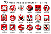Thirty line icons set of marketing., a Technology Illustration by Adamskyistudio (Thumbnail 1 of 2)