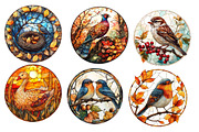 Fall Autumn Bird Stained Glass, an Illustration by Designworld (Thumbnail 2 of 6)