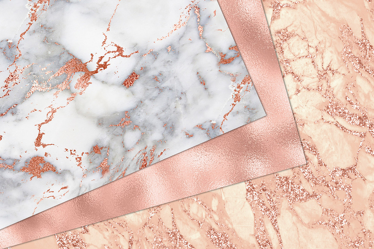 Rose Gold Marble Digital Paper, a Texture Graphic by Digital Curio