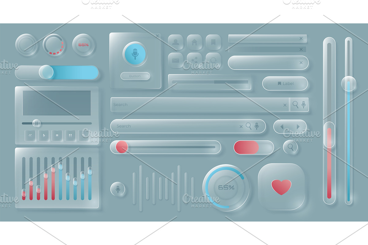 Glass ui glassmorphism with 3d, an Object Illustration by Frogella