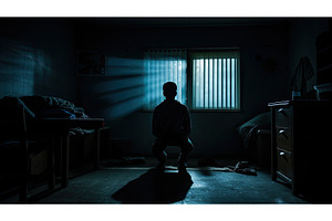 alone tv dark room ai generated, a Transportation Photo by pikepicture