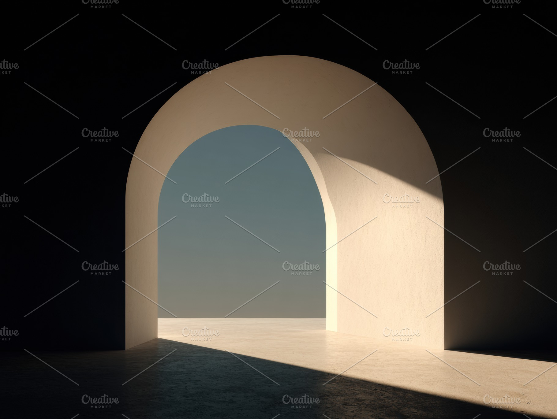 Archway Shadow on Stone Floor, an Architecture Photo by Virgo Studio
