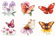Summer Butterflies Garden Clipart, an Illustration by OK Design (Thumbnail 2 of 5)