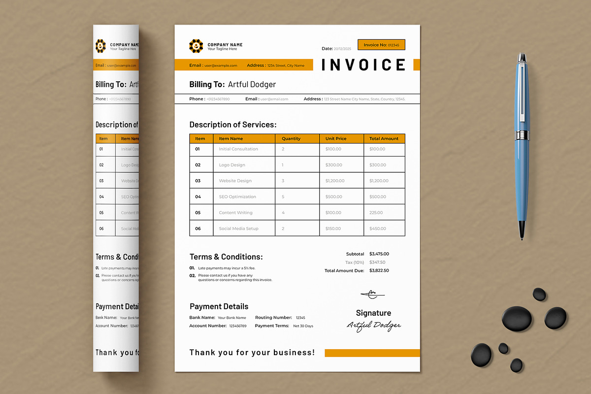 Invoice Template Layout, a Stationery Template by ContestDesign (Photo 1 of 3)