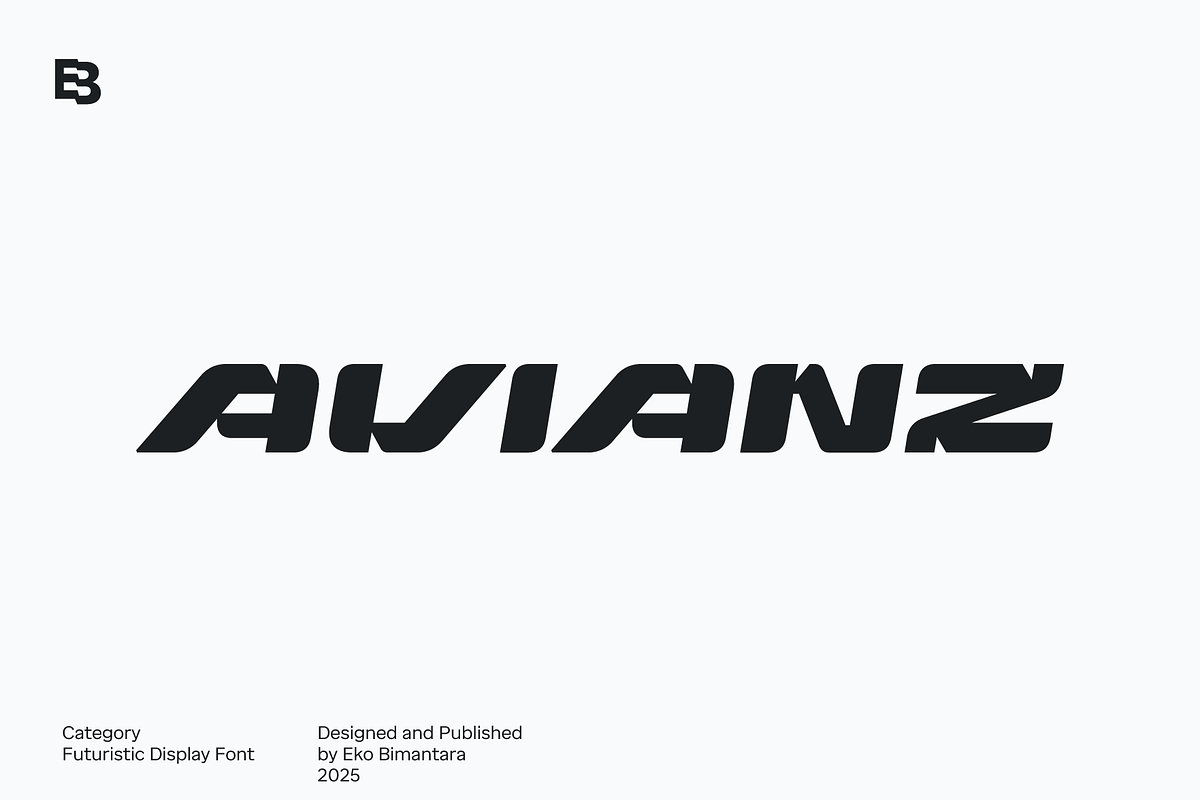 Avianz; Futuristic Display Font, a Sans Serif Font by Eko Bimantara (Photo 1 of 6)