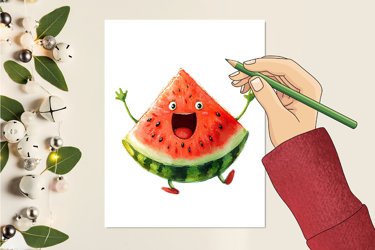 Funny Summer Watermelon Clipart, an Illustration by RobertsArt (Photo 3 of 7)