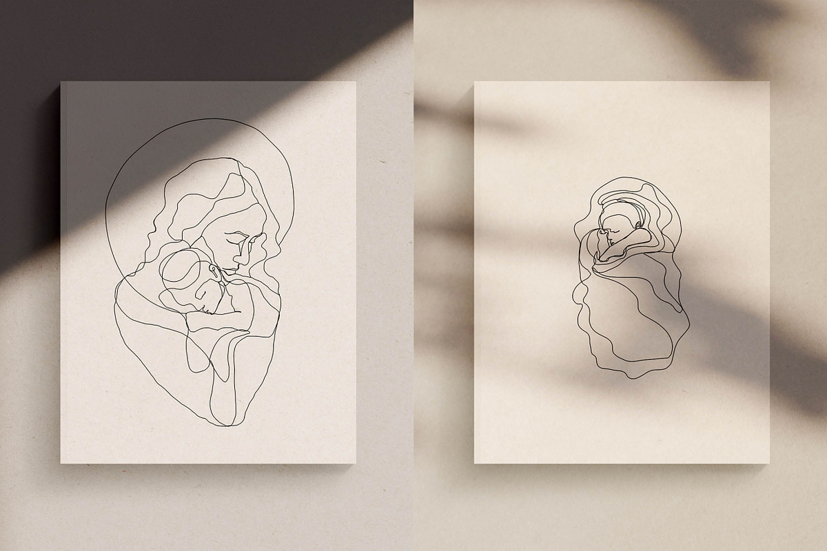 Mother & Baby Line Drawings, an Illustration by Whimsy Works (Photo 2 of 2)