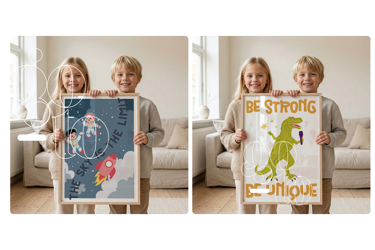 Siblings Holding A1 Frame Mockup, a Mockup by First Impression Mockups (Photo 3 of 4)