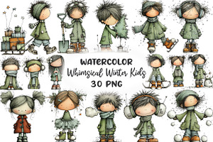 Whimsical Winter Kids Clipart Bundle, an Illustration by CraftArtStudio