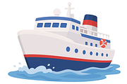 Cruise Boat Transportation, a Transportation Illustration by Artpon Illustration (Thumbnail 1 of 3)