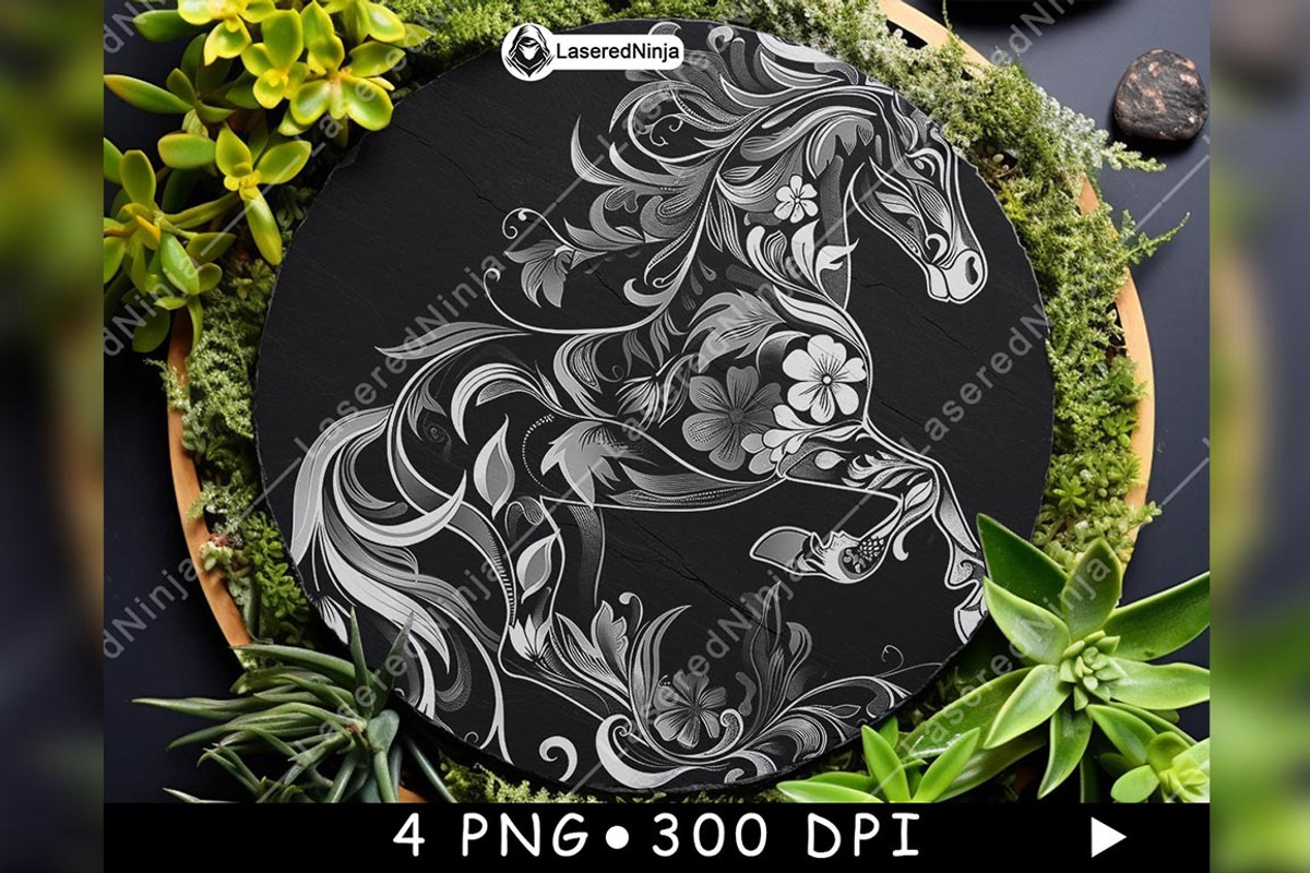 Horse Swirling Floral Pattern Equine, a Background Graphic by LaseredNinja (Photo 6 of 7)