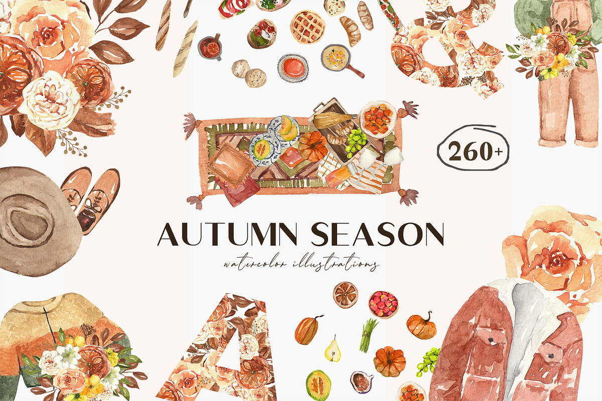 AUTUMN SEASON watercolor collection, a Seasonal Illustration by Julia Bogdan (Photo 1 of 11)
