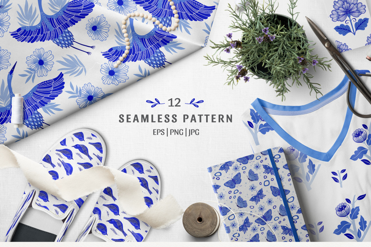 Blue Garden floral collection, an Object Graphic by DariSmartArt (Photo 8 of 11)