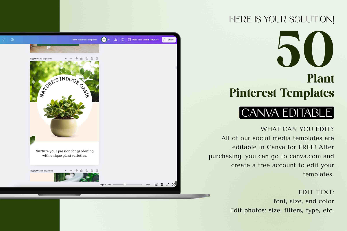 Plant Pinterest Pins Canva Templates, a Social Media Template by Snapybiz (Photo 2 of 10)