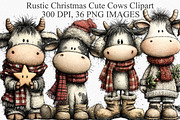 Rustic Christmas Cute Cows Clipart, an Illustration by Canvas Craft (Thumbnail 1 of 6)