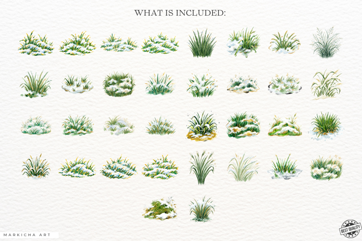 Winter Snowy Grass Clipart, a Seasonal Illustration by Markicha Art (Photo 4 of 6)