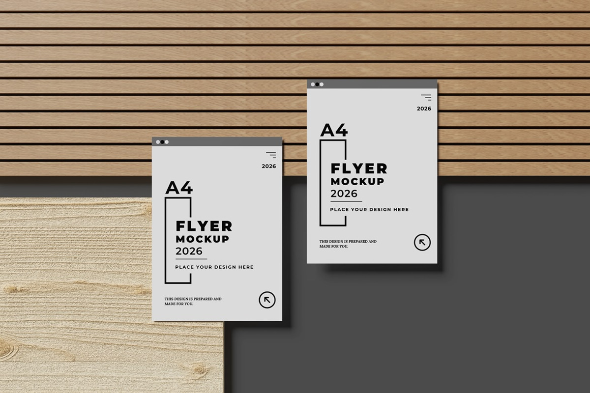A4 Flyer Brochure Mockup, an Advertising Mockup by AndikaGraphic (Photo 5 of 6)