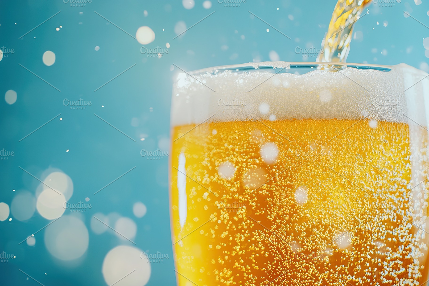 Glass of cold and fresh beer pouring into glass, a Food & Drink Photo by AlyaAnd