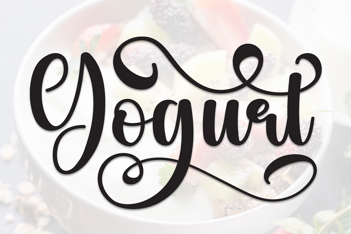 Yogurt | Script Font, a Handwritten Font by Scratchones (Photo 1 of 9)