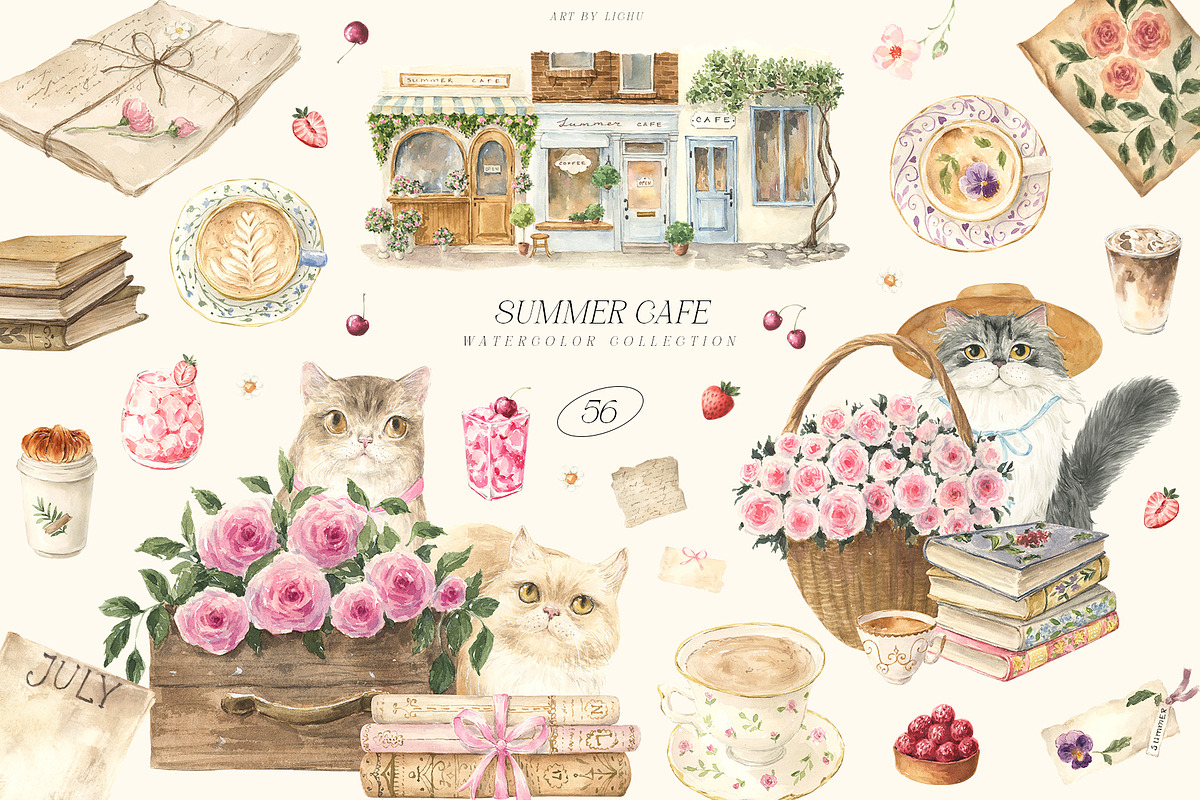 SUMMER CAFE, a Seasonal Illustration by LiChu Art (Photo 1 of 8)