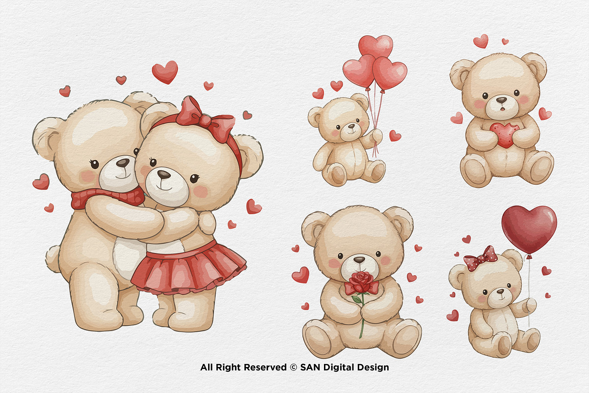 15 Bundle Watercolor Love Bear Wild, an Animal Illustration by Morspective (Photo 5 of 8)
