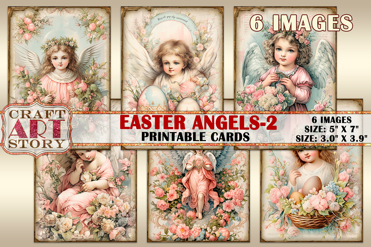 Easter angels-2 cards Atc ACEO, a Seasonal Illustration by CraftArtStory (Photo 1 of 4)