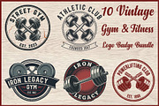 10 Vintage Gym Fitness Logo Badge, a Healthcare Illustration by Artivon (Thumbnail 1 of 11)