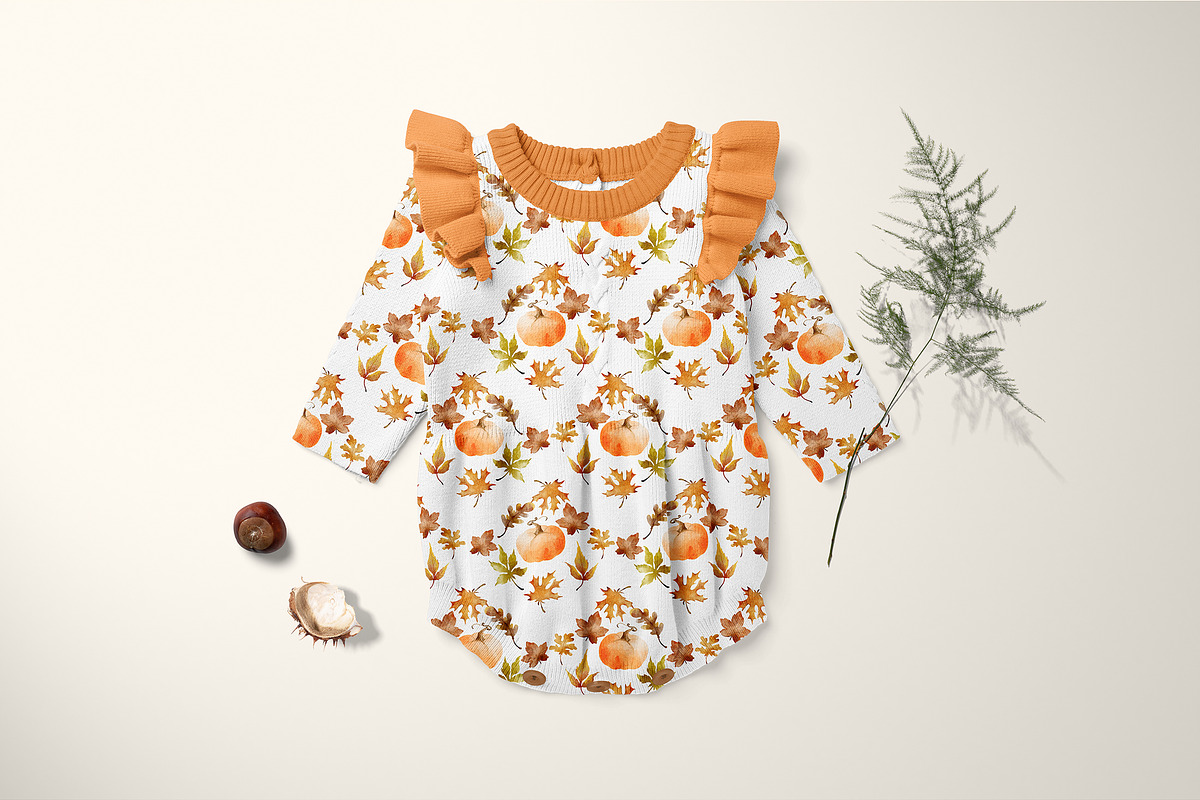 Autumn Hand drawn Seamless Patterns, a Pattern Graphic by Pattern + watercolor (Photo 10 of 13)