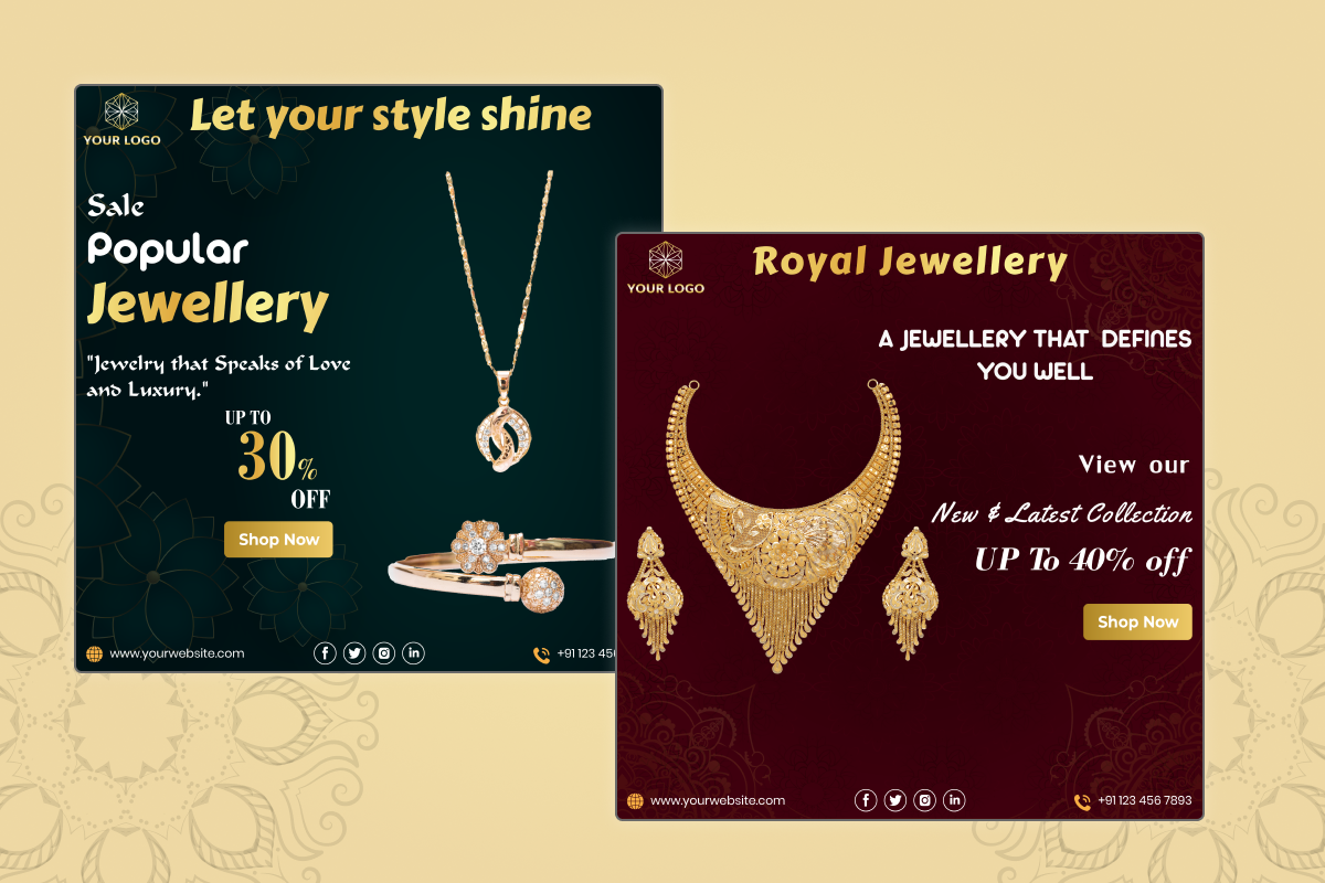 Jewellery Social Media Post Template, a Social Media Template by Uptechies (Photo 3 of 4)