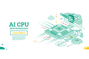 Isometric illustration of AI CPU., an Illustration by Booblgum
