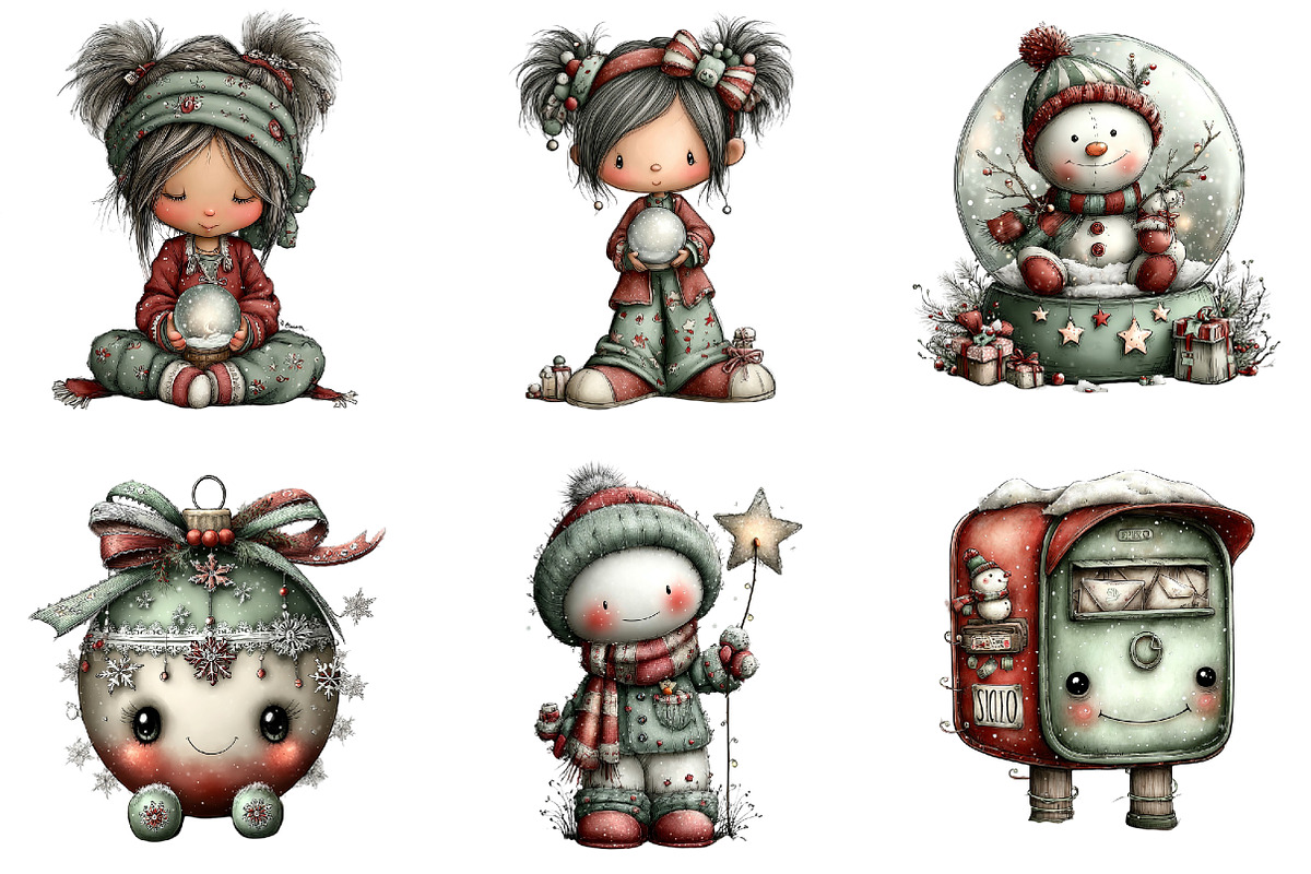 Whimsical Cute Christmas Clipart, an Illustration by DreamArtGraphic (Photo 2 of 5)