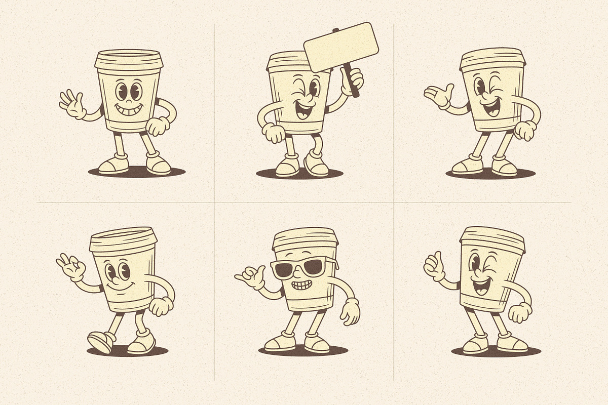 Coffee Cup Cartoon Mascot Character, a Food Illustration by Vasya Kobelev (Photo 3 of 8)
