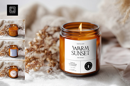 Boho Amber Candle Mockup, Any Label, a Household Mockup by 1001 mockups