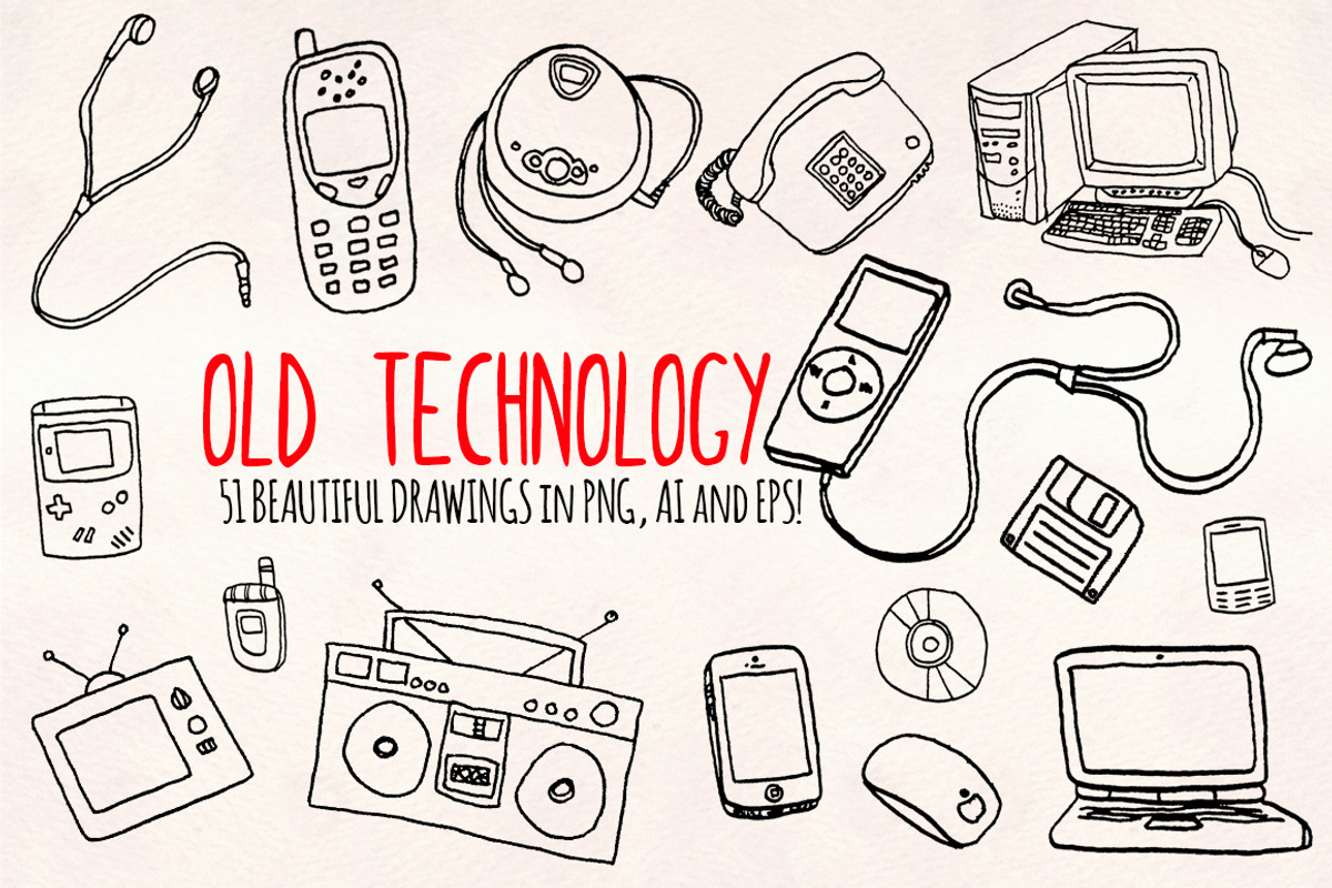 50+ Retro Technology Computer Bundle, a Technology Illustration by Violet LeBeaux (Photo 2 of 3)