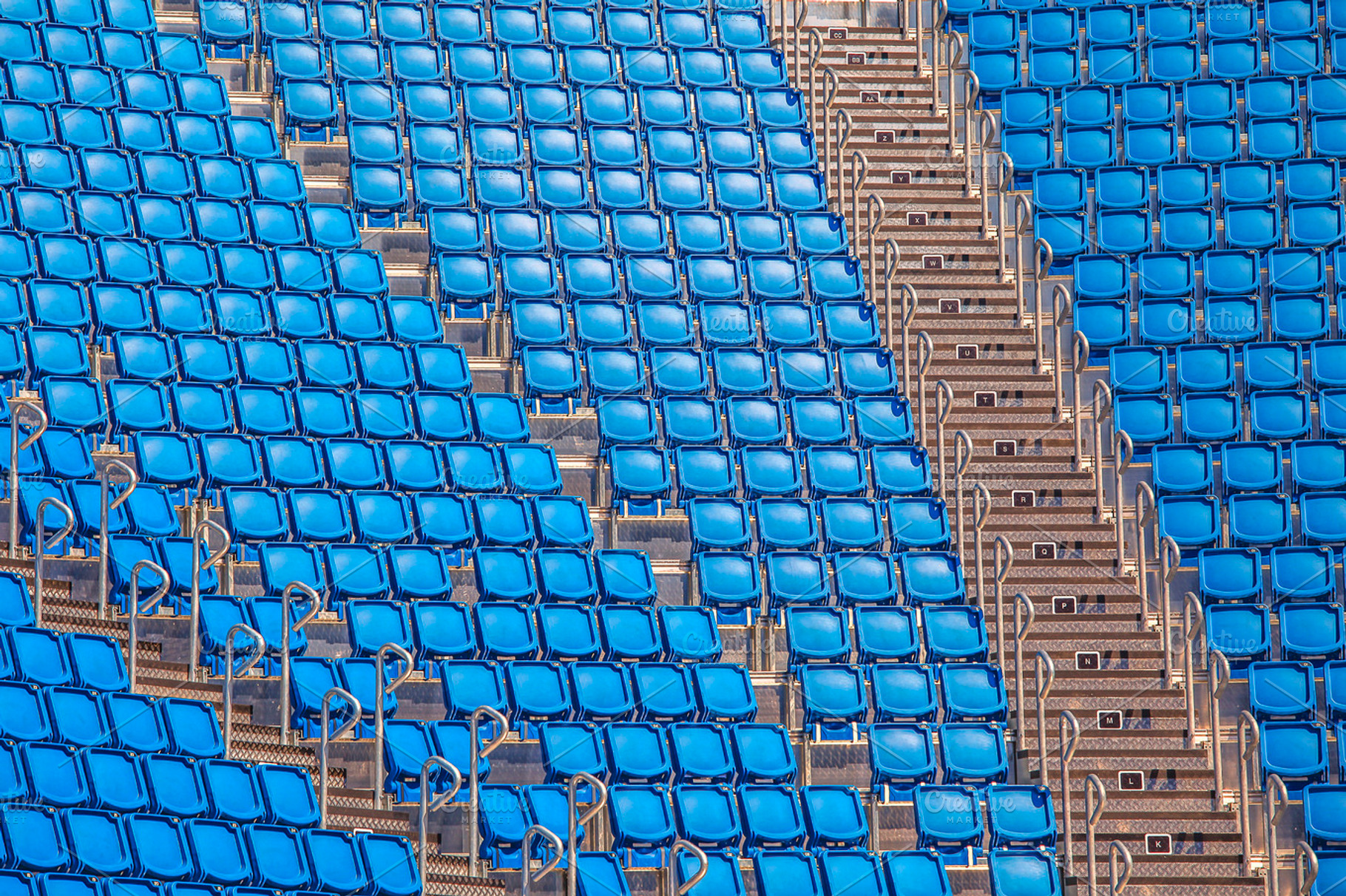 Blue stadium seats stock photo containing architecture and arena