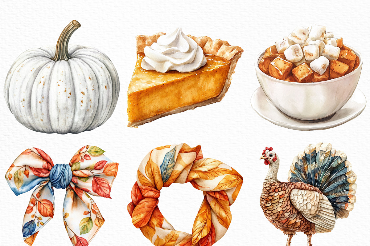 Cozy White Thanksgiving Clipart, an Illustration by Craft Nest (Photo 5 of 6)
