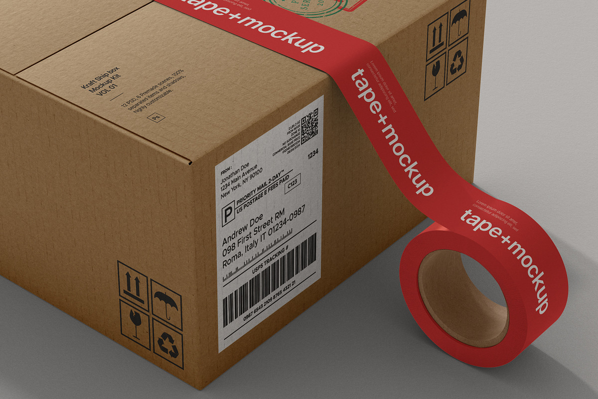 Shipping Box Mockup Kit, a Packaging Mockup by Catkie - Digital Art (Photo 7 of 10)