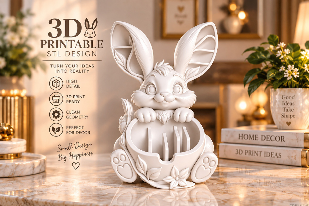 Bunny Organizer 3D Print STL, an Animal 3D Model by Creative Art (Photo 1 of 4)