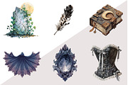 Watercolor Dark Gothic Core Clipart, an Illustration by Design Market (Thumbnail 3 of 3)