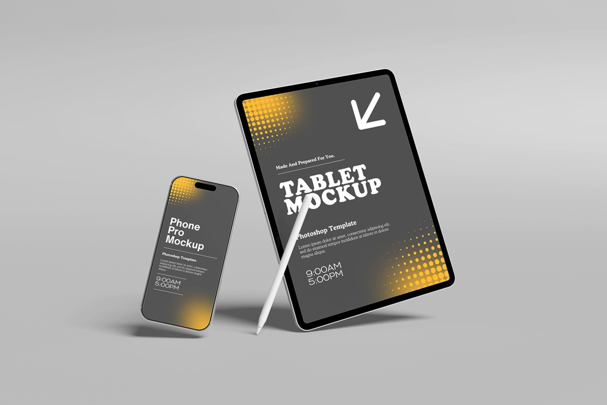 Tablet and Phone Mockup, a Wearable Device Mockup by GraphicWindow (Photo 3 of 5)